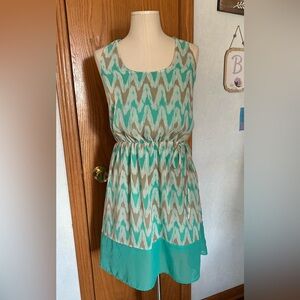 Charming Charlie Teal & Beige Summer Dress